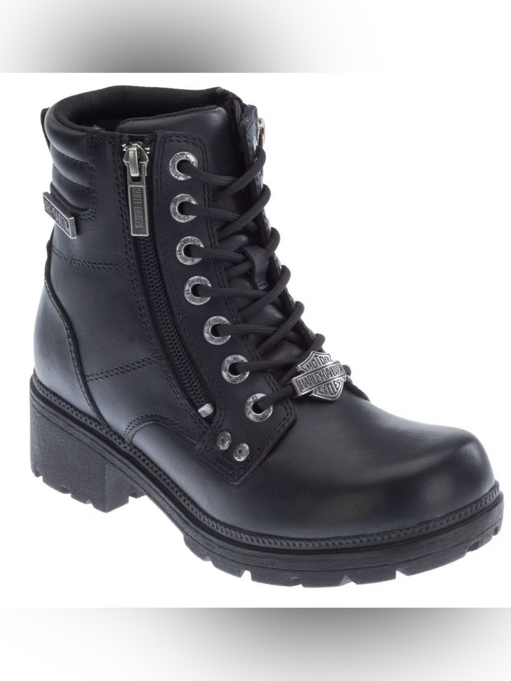 Harley-Davidson Women's Inman Hills Moto Boots Black Leather Round Toe Size 8